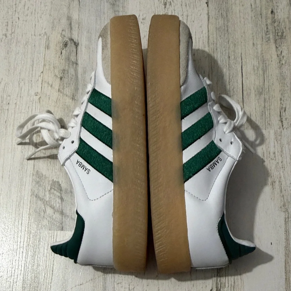 Adidas Samba White and Green Shoes Size 8.5 - Picture 10 of 13